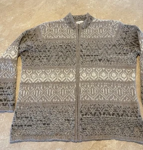 Cold Water Creek Wollmischung beige bunt durchgehender Reißverschluss Pullover Größe 2X 20-22 - Bild 1 von 16