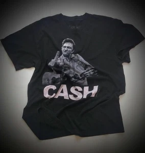 Johnny Cash T-Shirt Grande Jim Marshall Abbigliamento Flipping the Bird Uomo Nero - Foto 1 di 9