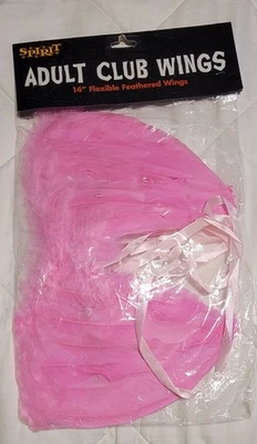 SPIRIT Halloween Adult Teen Costume Cosplay Pink Feathered Angel Wings 14"  - Image 1 of 2
