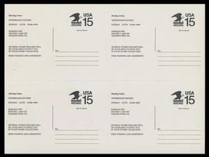 Sc# CVUX1/UPSS# PB1 - 15c ADLER - 4ER BLATT, BESPRECHUNGSMITTEILUNG - Bild 1 von 3