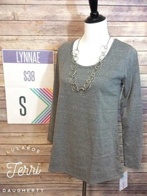 LuLaRoe Lynnae Top New with Tags Long Sleeve Shirt Gray S Small SOLID - Image 1 of 4
