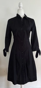 Talbots Midi Shirt Dress Button Up Collar Black Size 6P - Picture 1 of 8