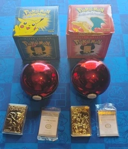 1999 Charizard & Pikachu 23kt Gold Plated Card, Pokeball, COA & Box Burger King! - Picture 1 of 12