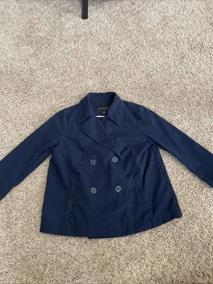 Blazer para mujer Banana Republic talla pequeña azul marino doble botonadura algodón Foto 1 de 4