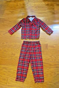 2 piezas 24mo 2T BABY BOY ❤ LITTLE ME ❤ NAVIDAD ❤ PIJAMA TRAJE ❤ ROPA A CUADROS - Imagen 1 de 4