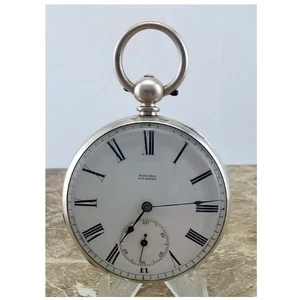 Reloj Bolsillo Plata 14 Talla Suizo 15 Joyas Era Guerra Civil Baume of Geneve KW 1862 - Imagen 1 de 16