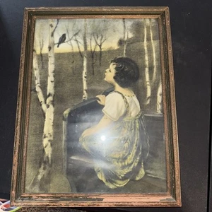 Vtg framed print 1920s"Spring Song" by Simon Glucklich Frame 13.5”x17.5” - Picture 1 of 5