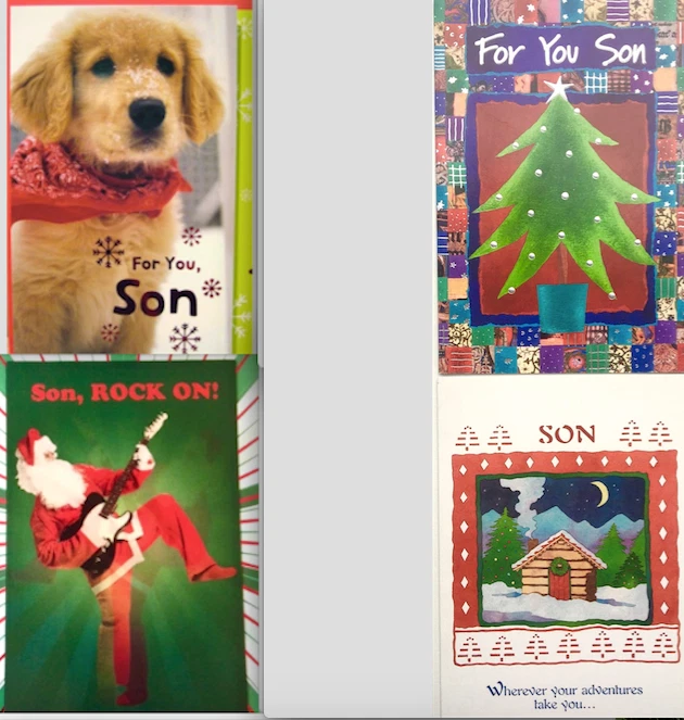 CARTÃO DE NATAL para filho PAPIRO/renascimento filhote/árvore/balancim/cabine - Imagem 1 de 1