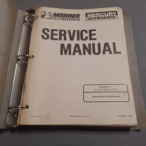 Mercury Mariner Outboard Service Manual V-135 Thru V-175 OEM 90-816249 1989 - Picture 1 of 5