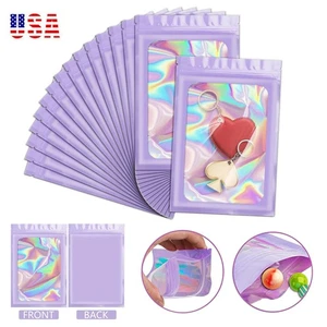 Bolsas de papel aluminio holográficas resellables a prueba de olores con sello de cremallera para almacenamiento de alimentos - Imagen 1 de 7