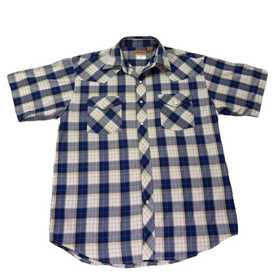 Western Plaid Shirt Cobra Creek Men's  Pearl Snaps Short Sleeve Size Large - Image 1 of 4