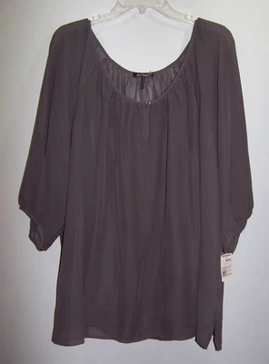 NUEVO SIN ETIQUETAS - Blusa gris transparente Daisy Fuentes y cami lisa a juego talla 2X Foto 1 de 2