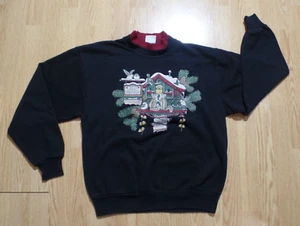 SUDADERA VINTAGE NAVIDAD/INVIERNO ABUELA/MAMÁ, HECHA EN EE. UU. TALLA MED - Imagen 1 de 7