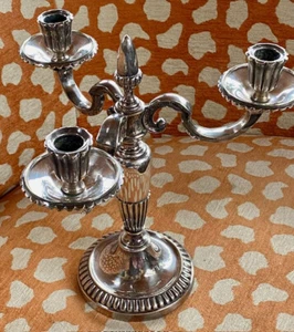 BOUGEOIR 3 têtes BRONZE ARGENTÉ ESTAMPILLE"CHRYSALIA"orfevrerie Paris chandelier - Foto 1 di 8