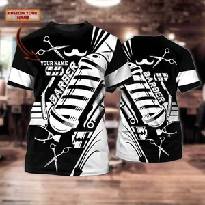 Custom Name 3D All Over Printed T Shirt For Barber Man, Christmas Gift For Barbe - Picture 1 of 4