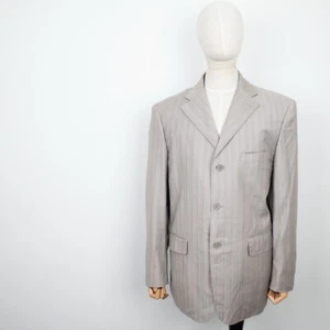 Ermenegildo Zegna Mens Gray Striped Wool Three Buttons Single Breast Blazer 52 L - Picture 1 of 17