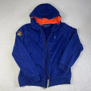 POLO RALPH LAUREN Hoodie Sweat Jacket Crest Logo Patch Blue/Orange Sz XL &*READ* - Imagen 1 de 14