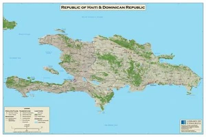16" x 24" 1978 Map Of Haiti & Dominican Republic Geography - Picture 1 of 1