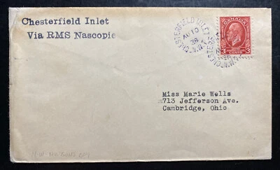 1938 Chesterfield Canada Arctic Anual Voyage First Day Cover To USA RMS Nascopie - Image 1 of 2