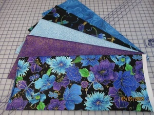Beautiful Metallic Dragonfly & Florals 5 Yard Quilt Kit Fabric & Patt - Picture 1 of 4