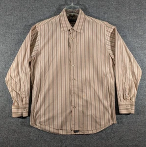 Franco Feruzzi Men's XXL Beige Orange Brown Floral Flip Cuff Button Up Shirt - Picture 1 of 15