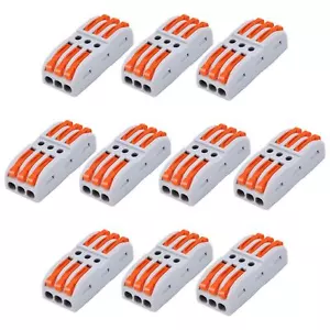 Wire Connectors 3 Conductor Compact Splicing 2-3 Circuit Inline 28-12 AWG 10Pack - Picture 1 of 11