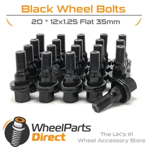 Pernos de rueda (20) 12x1.25 negro plano para Peugeot 407 04-10 sobre ruedas originales - Imagen 1 de 4