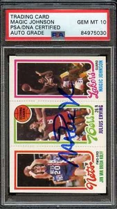 1980 TOPPS MAGIC JOHNSON (RC) PSA/DNA AUTO 10 HOF LAKERS *AB0237 - Picture 1 of 2