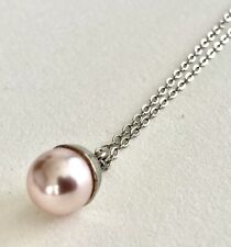 Silver Necklace Pink Pearl Pendant Elegant Minimal Formal Delicate Pastel Color