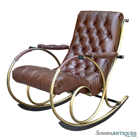Mid-Century Lee Woodward Tuft Leatherette Sculptural Rocking Chair Cover