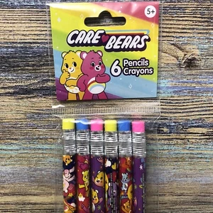 Paquete de 6 lápices de colores con gomas de borrar Care Bears estampado de osos - Imagen 1 de 7