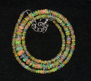 16" Natural Ethiopian Opal Welo Fire Opal Gemstone Beads Necklace 3-4.5mm BL606