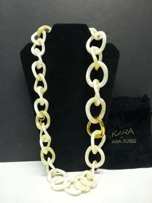 Collar de pasarela Kara Ross Lucite crema y dorado eslabones retorcidos 30" Foto 1 de 4