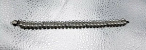 Double row pearl bracelet set in 14kt yg with 4 small diamonds (.10ctw) 7" - Picture 1 of 5