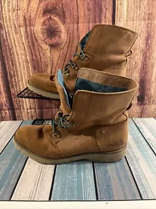The North Face Ballard lace II brown with quilted teal lace up combat boots US 8 - Picture 1 of 7
