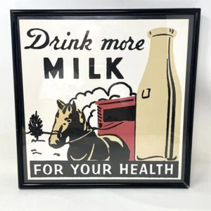 Vtg Drink More Milk Retro Series Framed Art Piece Out Of Red Robin Restaurant - Picture 1 of 4