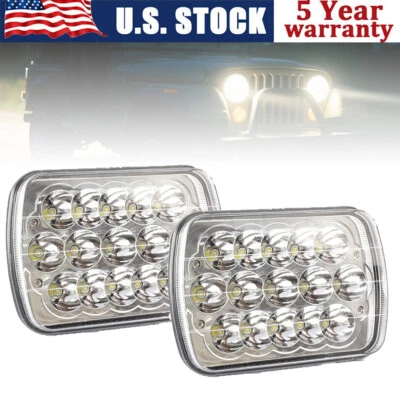 Faro LED cromado de haz alto bajo de 5x7 7x6 pulgadas 2 piezas para camioneta Nissan carrocería rígida D21 Foto 1 de 4