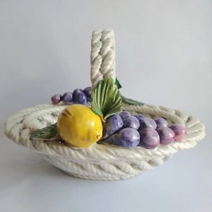 Signed Italian Capodimonte Porcelain Basket Ceramic Rope Basket Neapolitan Capod - Picture 1 of 11