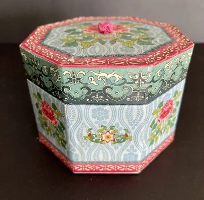 Vtg Tina Higgins Tri-Coastal Design Hexagon Storage-Trinket Box 5.5”x3.6” - Image 1 of 4