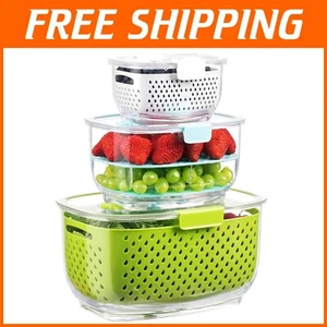 3-Piece BPA-Free Fresh Produce Storage Containers – Airtight Fridge Organization - Picture 1 of 10