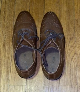✨Deer Stags 2 1/2 M Brown Oxfords Lace Boys Youth Dress Zeke Shoes w/Black Soles - Picture 1 of 4