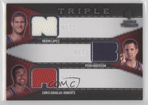 2008 SP Threads Triple Ryan Anderson Chris Douglas-Roberts Brook Lopez Rookie RC