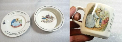 Three 3 Pc Wedgwood Beatrix Potter Peter Rabbit Mug Plate & Bowl England Vintage - Image 1 of 4