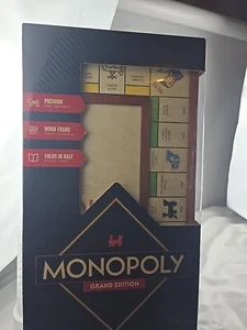 Monopoly Grand Edition Board Game Premium Deluxe Wood Frame by Hasbro Opened Box - Picture 1 of 4