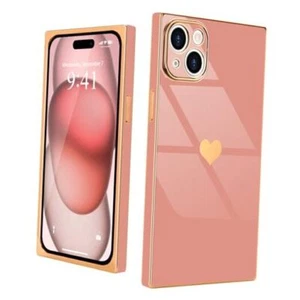 Compatible with Case Rectangle for Women Girls Cute Love iPhone 15 Plus Pink - Picture 1 of 8