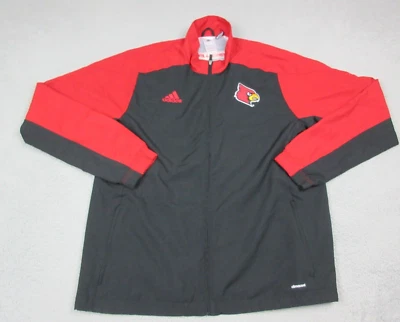 Jaqueta Louisville Cardinals Masculina Grande Preta Vermelha Zíper Completo Natação Mergulho Adidas - Imagem 1 de 4