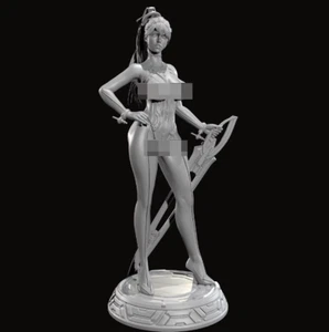 unmontiert 1/24 Fantasy Langschwert Soldateninnen Resin Figur Modell 75mm 	 - Bild 1 von 3