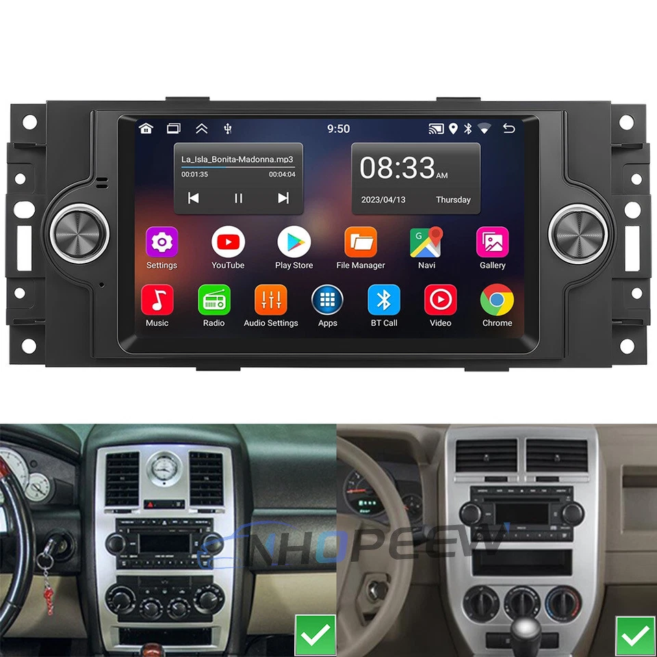 NHOPEEW Android 13 autoradio GPS NAVI per Chrysler PT Cruiser 300C Dodge Jeep Commander