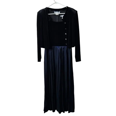 Maxi Vestido Vintage Jessica Howard Terciopelo 2 Piezas Iridiscente Conjunto 14 Grunge Hada Foto 1 de 4