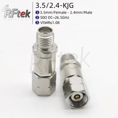 Precision 3.5mm Female To 2.4mm Male 26G Microwave test adapter MMWave connector - Image 1 of 2